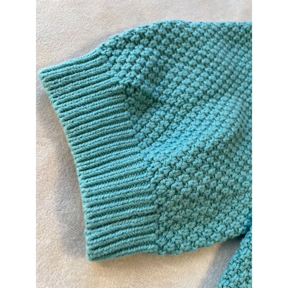 Boden Womens Teal Texture Knit Cardigan Fabric Covered Buttons Y2K M Cottagecore - Picture 8 of 10